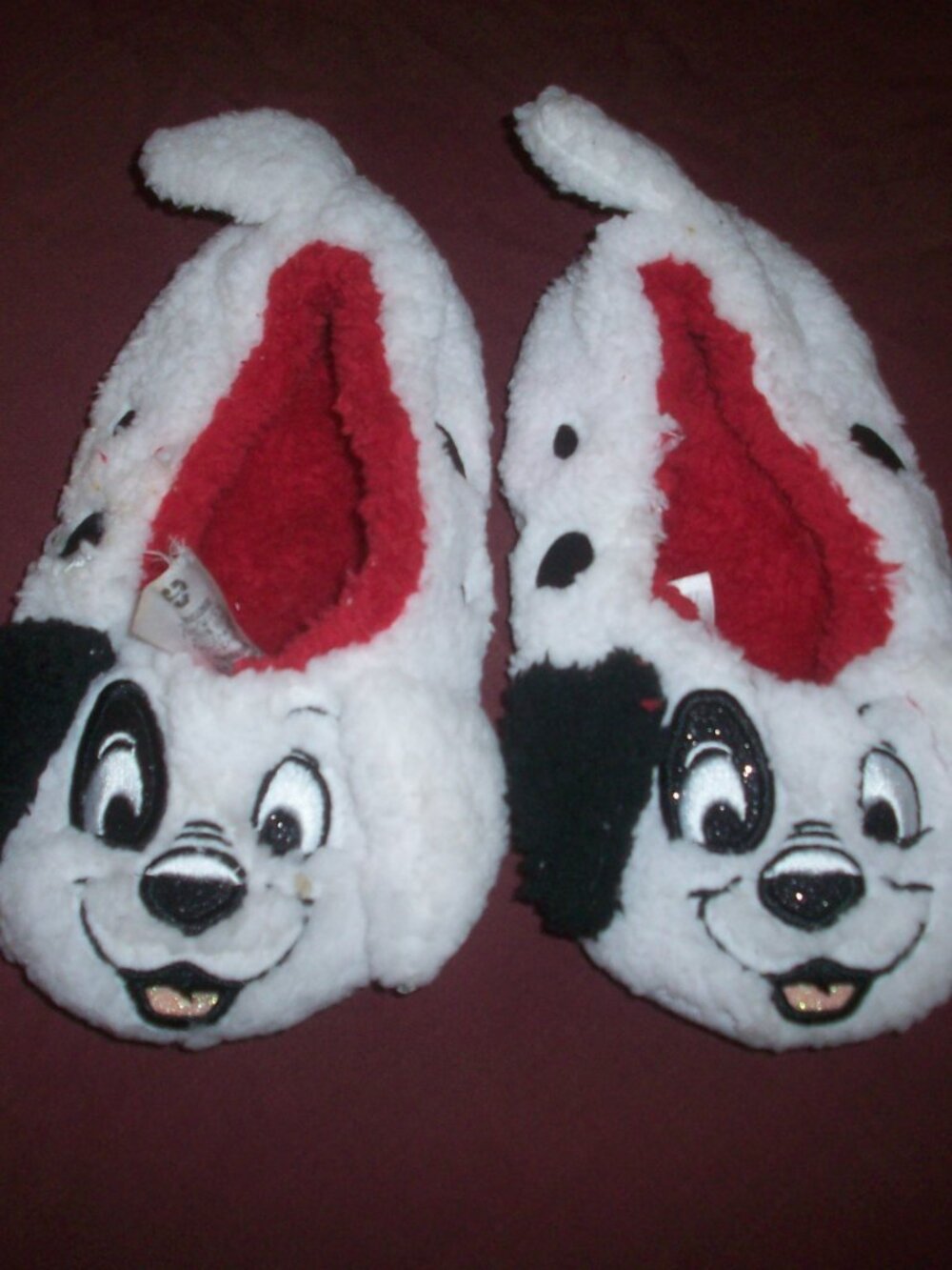 plush Disney Store 101 Dalmatians Patch kids' slippers embroidered puppy faces